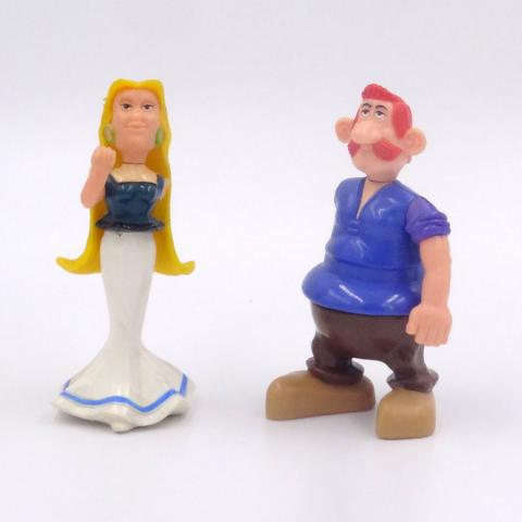 Uderzo (Asterix) - PlayAsterix/Toycloud - Albert UDERZO - Astérix - PlayAsterix - Falbala/Fermier roux - lot de 2 figurines auxquelles il manque un bras