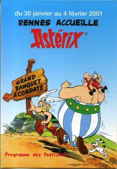 Uderzo (Asterix) - Various documents & objects - Albert UDERZO - Astérix à Rennes - Rennes accueille Astérix - prospectus format A6 plié