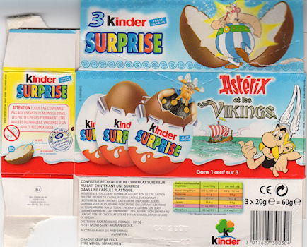 Bande Dessinée - Uderzo (Astérix) - Kinder - Albert UDERZO - Astérix - Kinder 2007 - Astérix et les Vikings - boîte d'emballage tripack