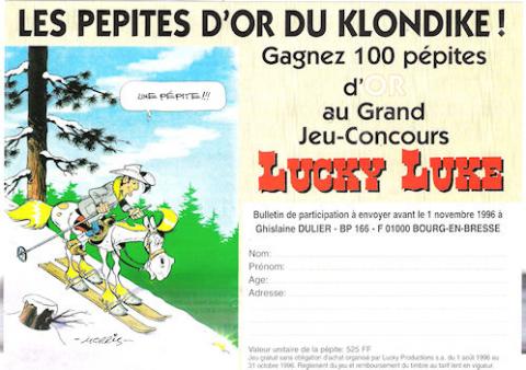 Bande Dessinée - Morris (Lucky Luke) - Publicité - MORRIS - Lucky Luke - Les Pépites d'or du Klondike - grand jeu-concours (bulletin de participation)