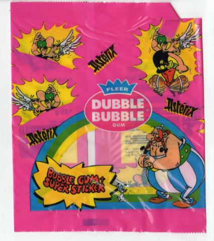 Bande Dessinée - Uderzo (Astérix) - Publicité - Albert UDERZO - Astérix - Fleer - Dubble Bubble Gum - Sticker - sachet d'emballage vide - rose