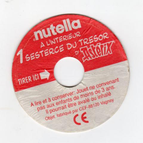 Bande Dessinée - Uderzo (Astérix) - Publicité - Albert UDERZO - Astérix - Nutella - 1995 - Sesterces - rond provenant de l'intérieur du couvercle
