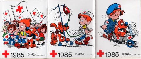 Bande Dessinée - Roba (Boule et Bill) (Documents et Produits dérivés) - ROBA - Boule et Bill - Croix-Rouge Belgique /Sabena 1985 - Lot de 5 vignettes différentes (stickers)
