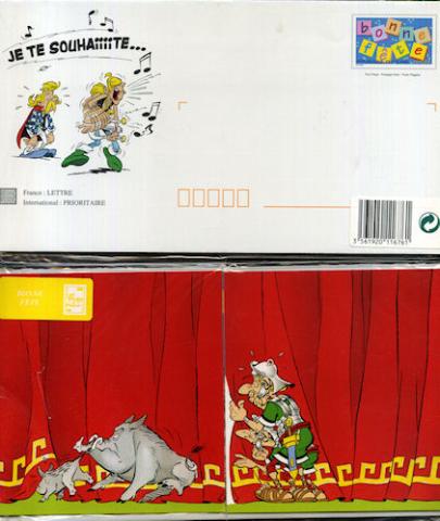 Uderzo (Asterix) - Carte, cancelleria, ufficio - Albert UDERZO - Astérix - La Poste - Prêt-à-poster - carte Bonne Fête ! (Romain ouvrant un rideau rouge) avec enveloppe (Goudurix)