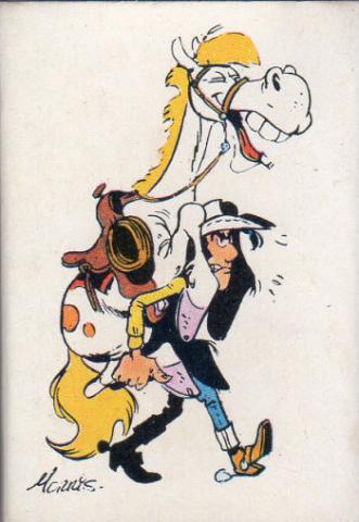 Morris (Lucky Luke) - Pubblicità - MORRIS - Lucky Luke - Seita/Dargaud - boîte d'allumettes - Lucky Luke portant Jolly Jumper (57)