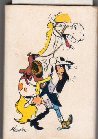 Morris (Lucky Luke) - Publicité - MORRIS - Lucky Luke - Seita/Dargaud - boîte d'allumettes - Lucky Luke portant Jolly Jumper (57)